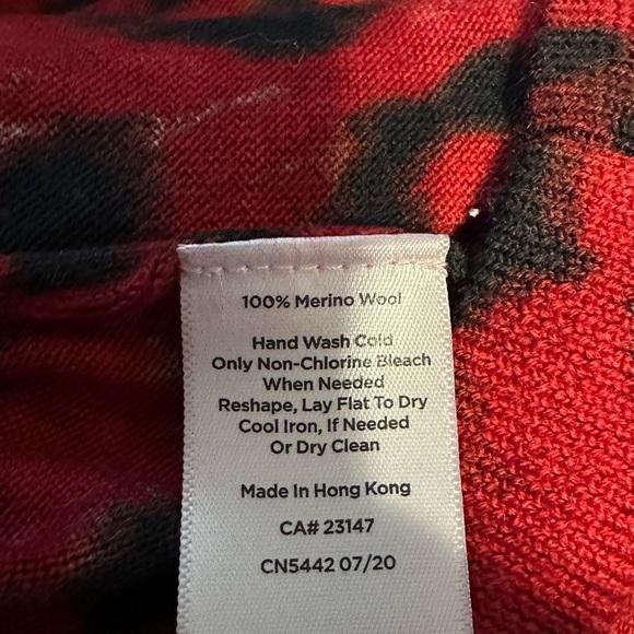 Talbots Womens Button Front 100% Merino Wool Cardigan Sweater Red & Black Size X - Picture 7 of 7